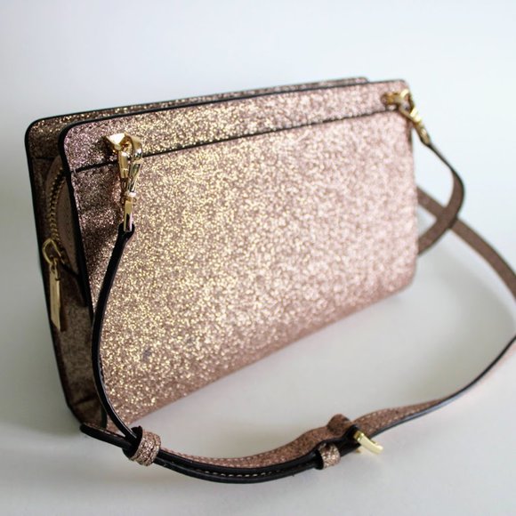 Michael Kors Rose Gold/Champagne Convertible Clutch and Cross Body Purse - Picture 8 of 12
